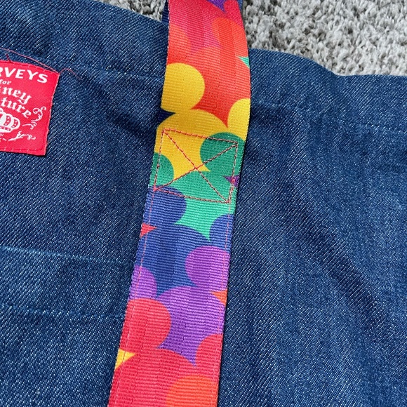 Harveys for Disney Couture Denim Tote Bag Mickey Mouse Rainbow Rare Seatbelt - Picture 9 of 11